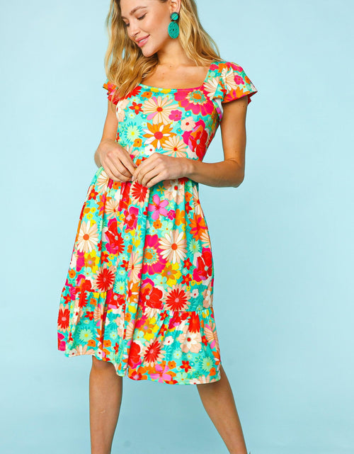 Load image into Gallery viewer, Haptics Floral Square Neck Short Sleeve Dress

