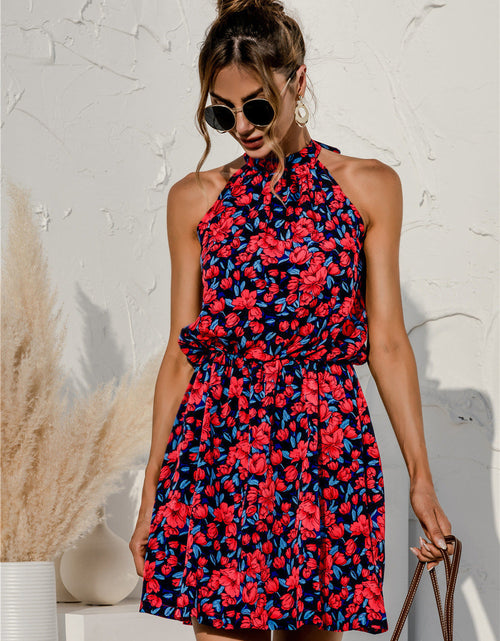 Load image into Gallery viewer, Floral Tied Sleeveless Mini Dress
