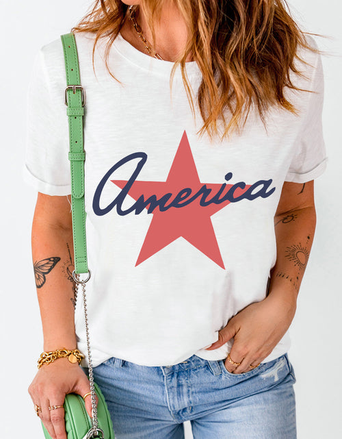 Load image into Gallery viewer, Star Round Neck Short Sleeve T-Shirt
