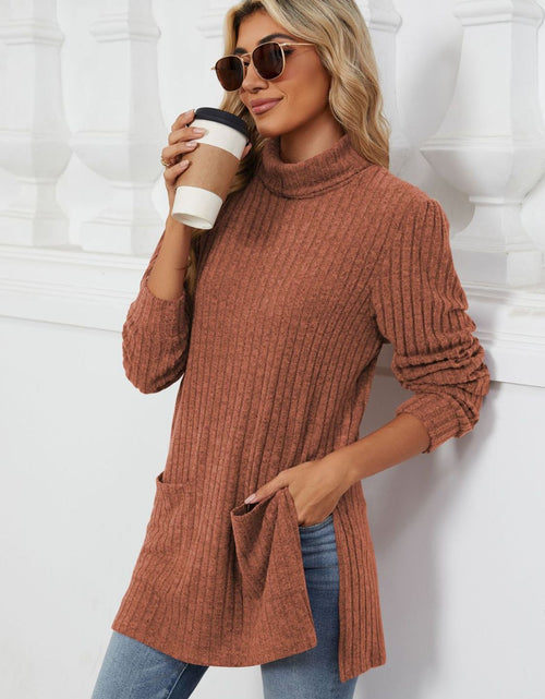 Load image into Gallery viewer, Slit Mock Neck Long Sleeve T-Shirt
