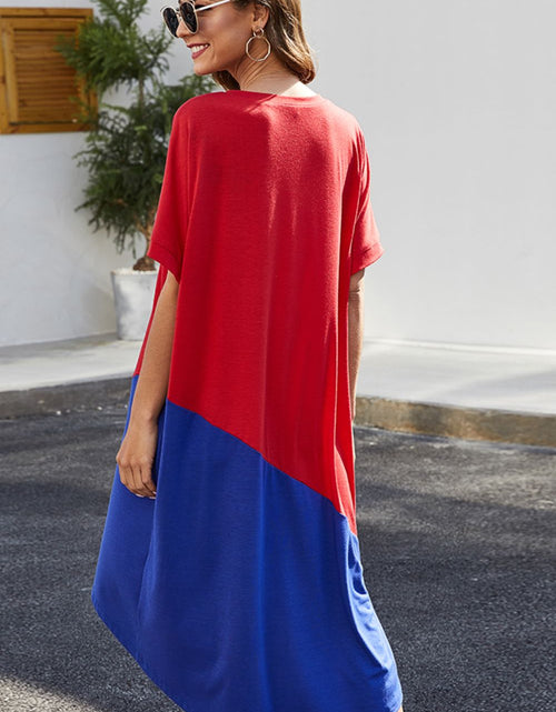 Load image into Gallery viewer, Ivy Lane Color Block Round Neck Short Sleeve Dress

