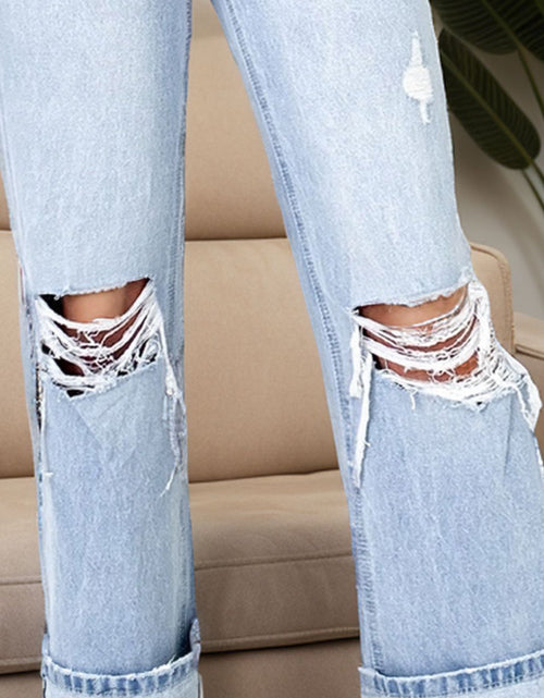 Load image into Gallery viewer, Distressed High Waist Jeans with Pockets
