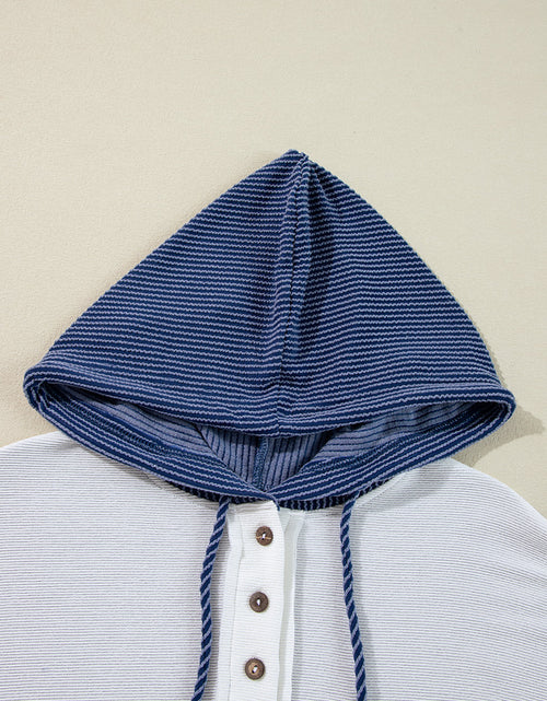 Load image into Gallery viewer, Corded Color Block Drawstring Hoodie
