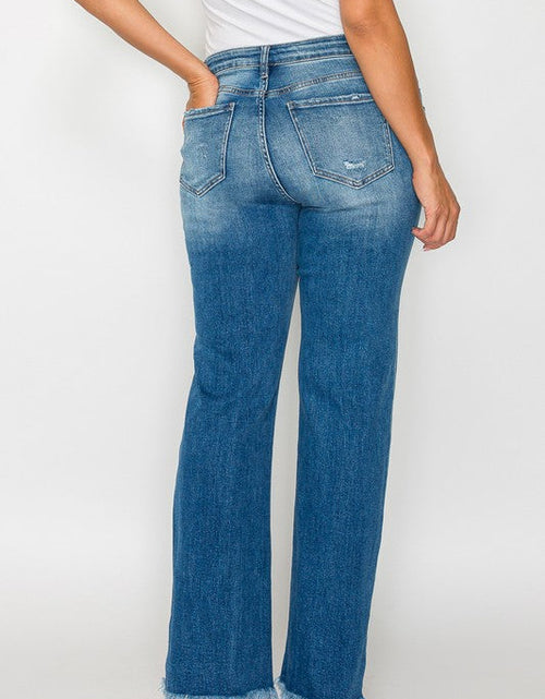 Load image into Gallery viewer, bytos Full Size Raw Hem Distressed Mid Rise Straight Jeans
