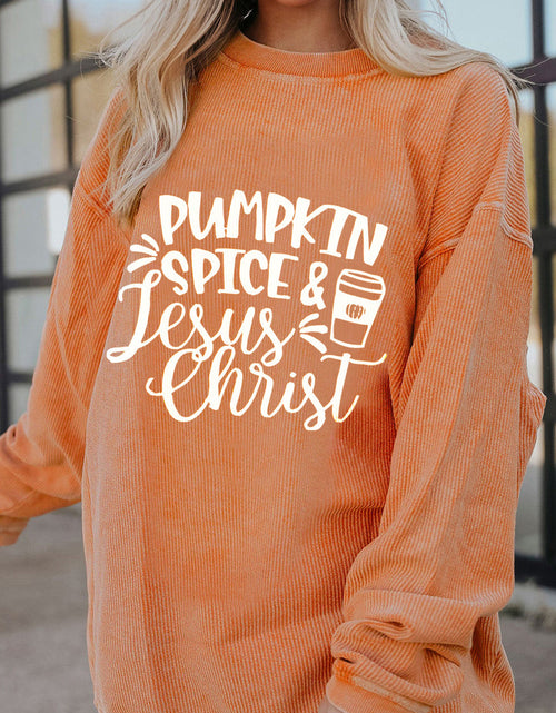 Load image into Gallery viewer, Letter Graphic Round Neck Long Sleeve Oversize Sweatshirt
