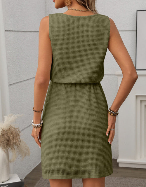 Load image into Gallery viewer, Waffle-Knit Drawstring Mini Tank Dress
