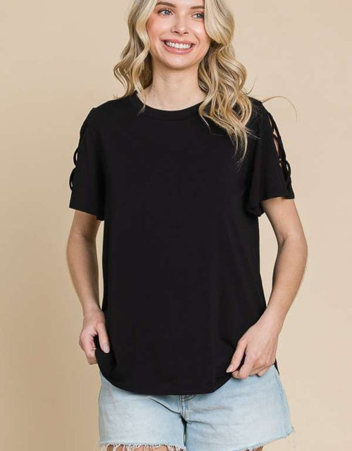 Load image into Gallery viewer, Culture Code Round Neck Crisscross Short Sleeve T-Shirt
