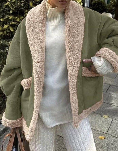 Load image into Gallery viewer, Fuzzy Collared Neck Long Sleeve Jacket
