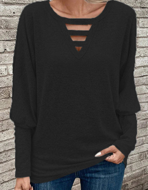 Load image into Gallery viewer, Cutout Round Neck Long Sleeve T-Shirt
