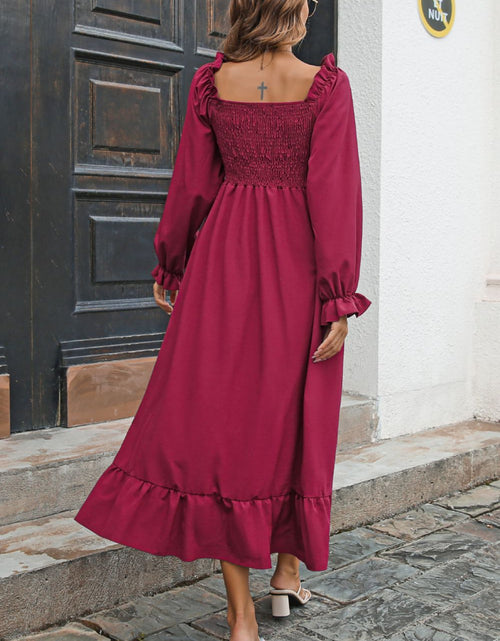 Load image into Gallery viewer, Smocked Ruffle Hem Flounce Sleeve Dress
