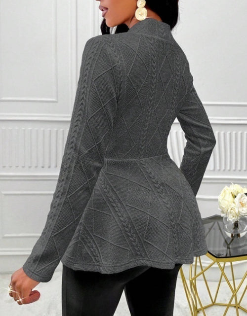 Load image into Gallery viewer, One Button Textured Peplum Cardigan
