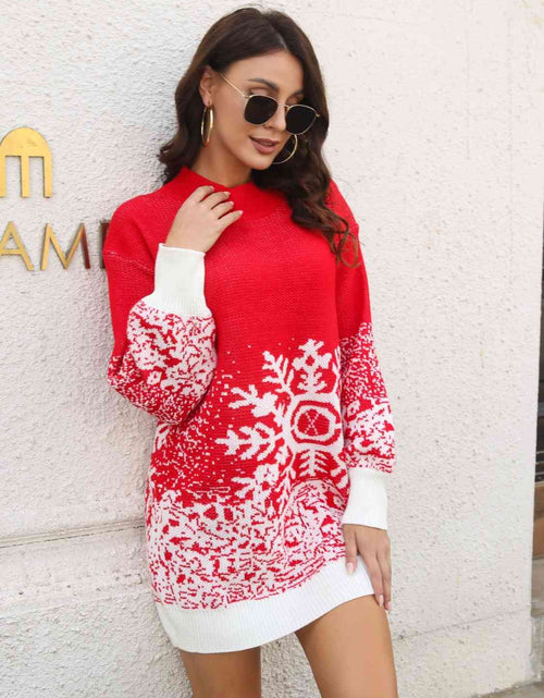 Load image into Gallery viewer, Snowflake Pattern Sweater Dress
