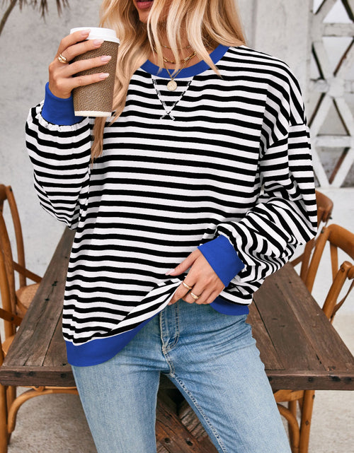 Load image into Gallery viewer, Lovelet Contrast Striped Long Sleeve Sweatshirt
