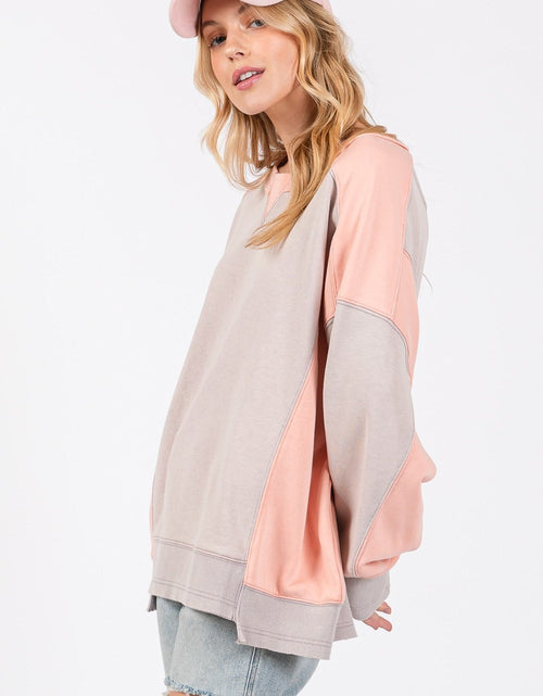 Load image into Gallery viewer, SAGE + FIG Color Block Round Neck Sweatshirt
