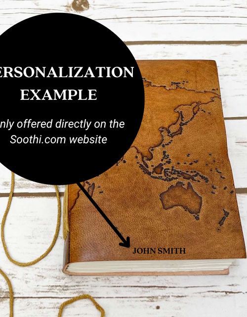 Load image into Gallery viewer, World Map 7x5 Handmade Leather Journal by Soothi
