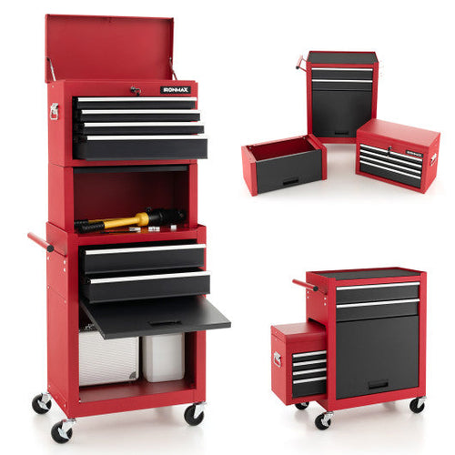 Load image into Gallery viewer, 6-Drawer Tool Chest with Heightening Cabinet-Black &amp; Red

