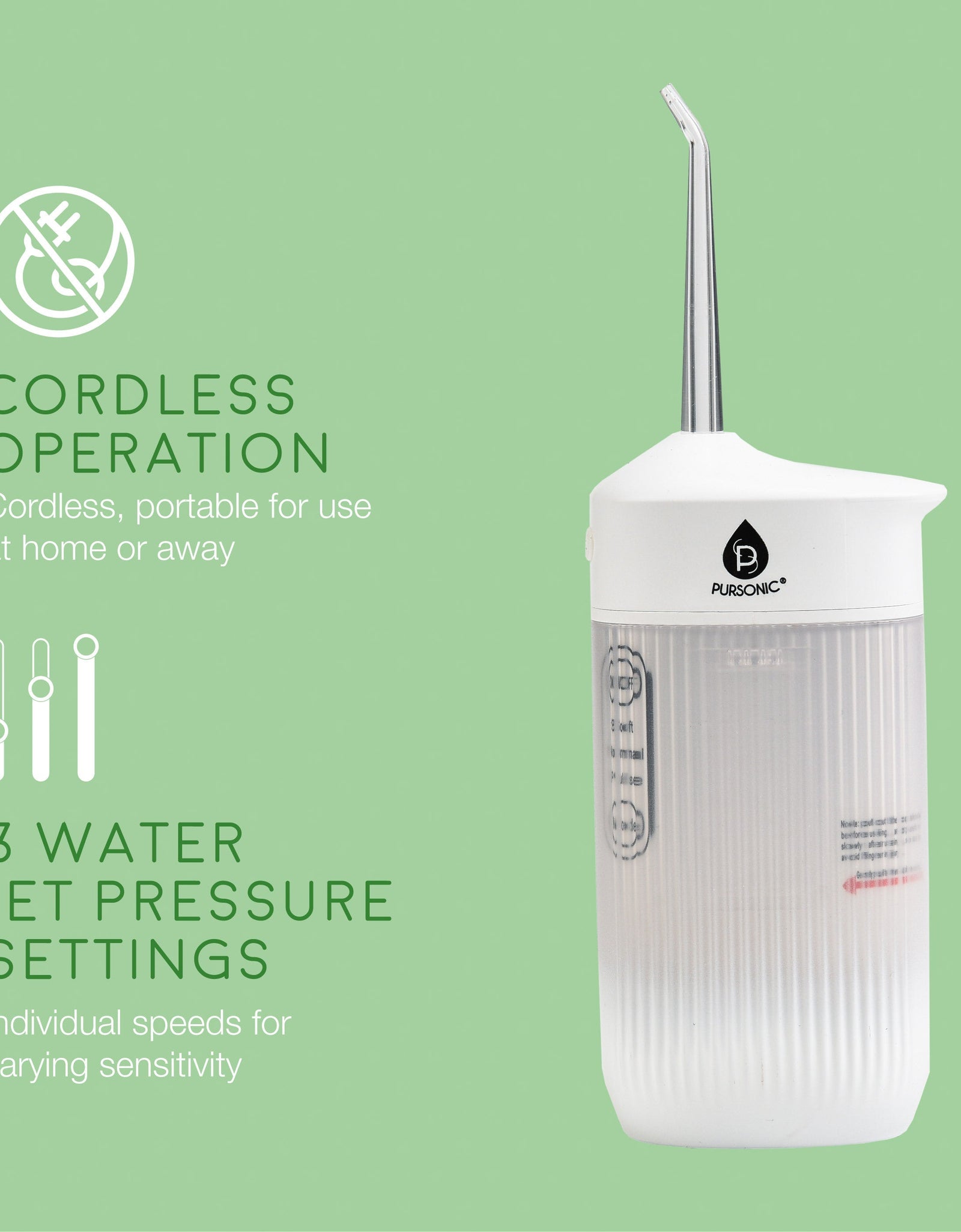 Portable USB Rechargeable Collapsible Water Flosser by Pursonic
