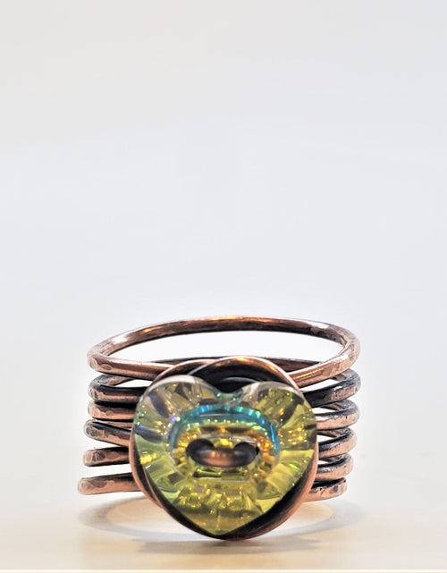 Load image into Gallery viewer, Copper Wire Wrapped Crystal Heart Glam Ring by Alexa Martha by Alexa Martha Designs
