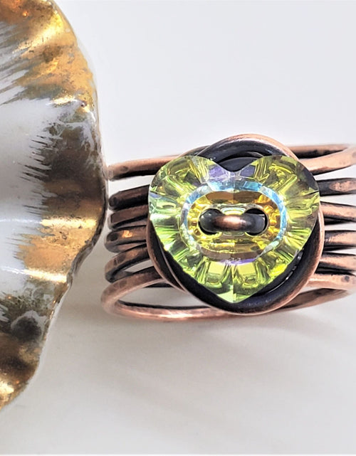 Load image into Gallery viewer, Copper Wire Wrapped Crystal Heart Glam Ring by Alexa Martha by Alexa Martha Designs
