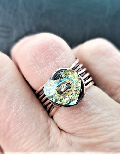 Load image into Gallery viewer, Copper Wire Wrapped Crystal Heart Glam Ring by Alexa Martha by Alexa Martha Designs
