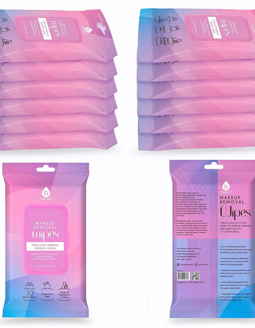 Load image into Gallery viewer, Makeup Removal Wipes 12 Pack (720 Wipes Total) – Ultra-Soft Facial Cleansing Towelettes Dissolve All Traces of Dirt, Oil &amp; Makeup – Gentle Enough for Contact Lens Wearers, Safe for Eye by Pursonic
