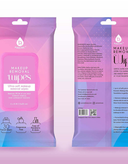 Load image into Gallery viewer, Makeup Removal Wipes 12 Pack (720 Wipes Total) – Ultra-Soft Facial Cleansing Towelettes Dissolve All Traces of Dirt, Oil &amp; Makeup – Gentle Enough for Contact Lens Wearers, Safe for Eye by Pursonic
