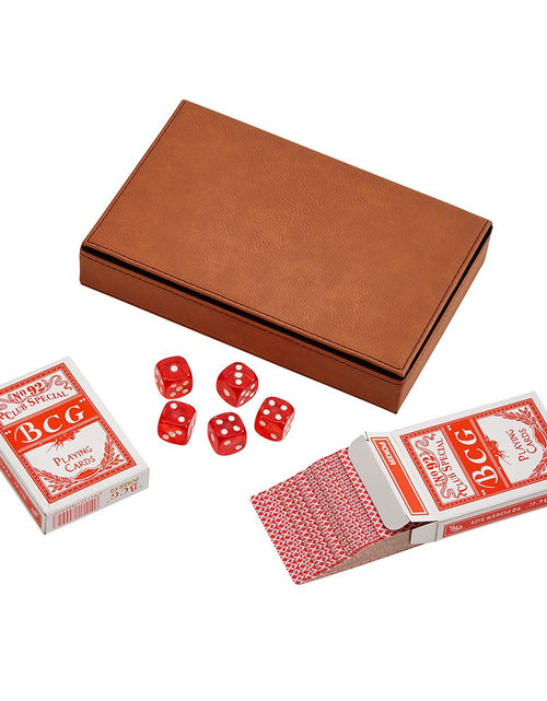 Load image into Gallery viewer, Leatherette 2 Card Deck Set, Caramel 5" X 7.75" by Creative Gifts
