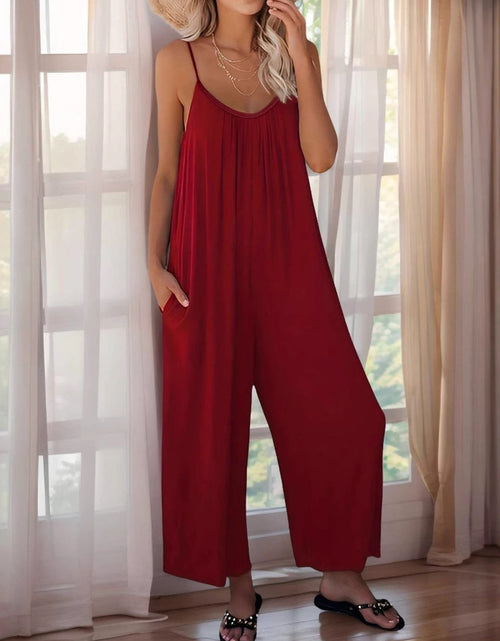 Load image into Gallery viewer, Scoop Neck Spaghetti Strap Jumpsuit
