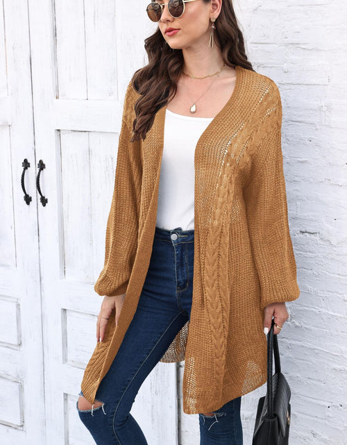 Load image into Gallery viewer, Cable-Knit Open Front Long Sleeve Cardigan
