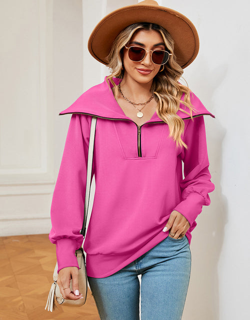 Load image into Gallery viewer, Half-Zip Collared Sweatshirt
