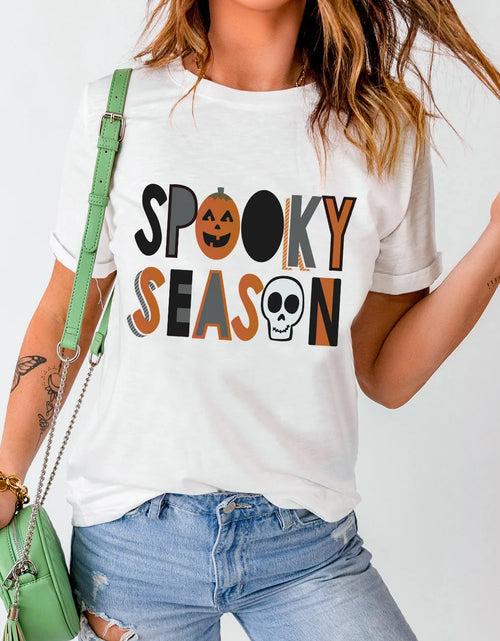 Load image into Gallery viewer, Letter Graphic Round Neck Short Sleeve T-Shirt
