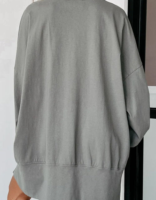 Load image into Gallery viewer, Sequin Letter Graphic Notched Long Sleeve Sweatshirt
