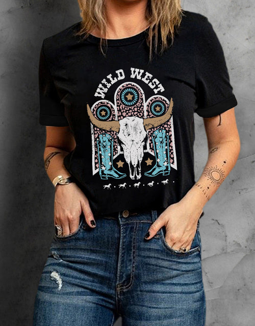 Load image into Gallery viewer, WILD WEST Graphic Short Sleeve Tee Shirt
