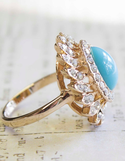 Load image into Gallery viewer, Vintage Jewelry Pinfire Opal Cocktail Ring in a 18k Gold Electroplated Setting Made in the USA by PVD Vintage Jewelry
