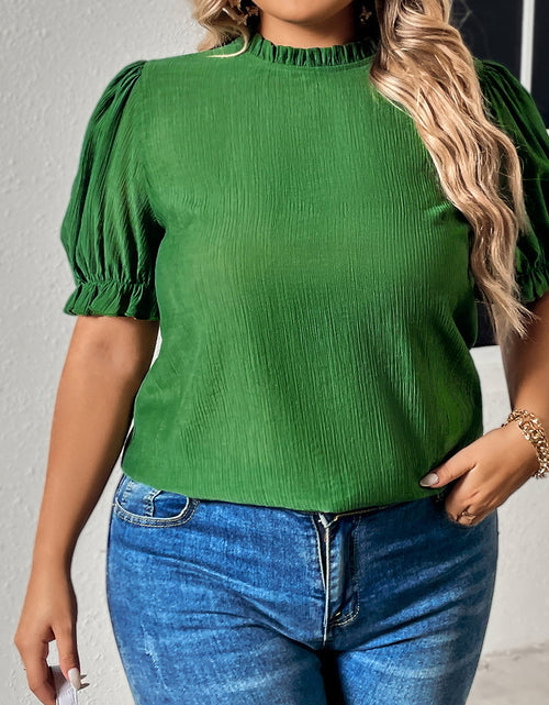 Load image into Gallery viewer, Honey Plus Size Round Neck Flounce Sleeve Blouse
