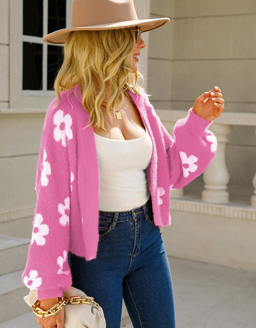 Load image into Gallery viewer, Angel Wings Floral Open Front Fuzzy Cardigan
