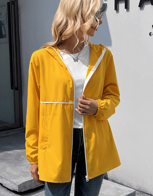 Load image into Gallery viewer, Ivy Lane Zip Up Long Sleeve Hooded Watertight Jacket
