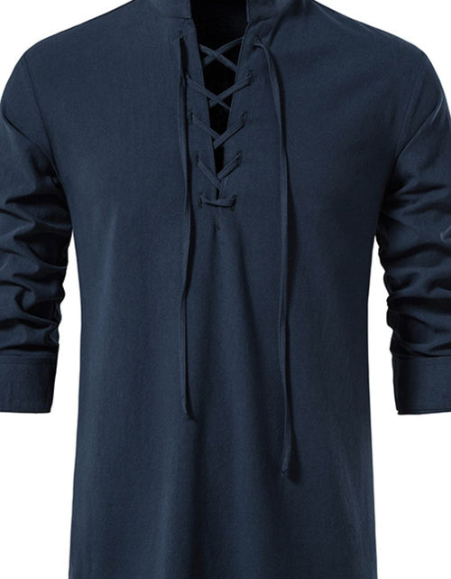 Load image into Gallery viewer, Men's Lace Up Long Sleeve Blouse
