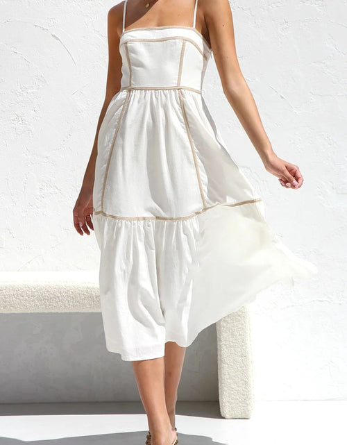 Load image into Gallery viewer, Contrast Trim Square Neck Midi Cami Dress
