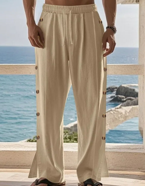 Load image into Gallery viewer, Men's Full Size Side Button Wide Leg Pants Plus Size
