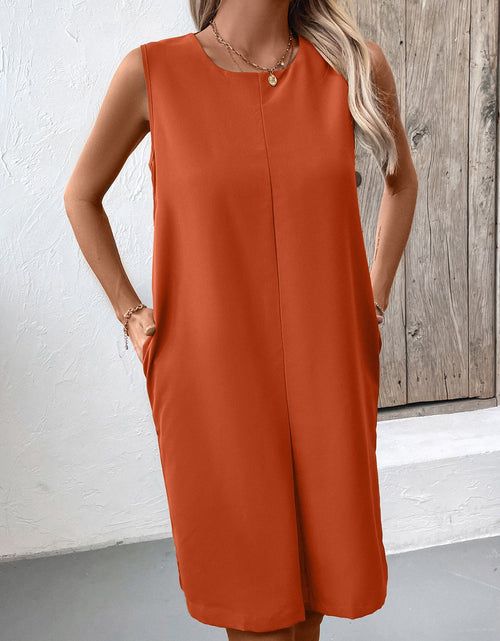 Load image into Gallery viewer, Ivy Lane Pocketed Round Neck Sleeveless Mini Dress
