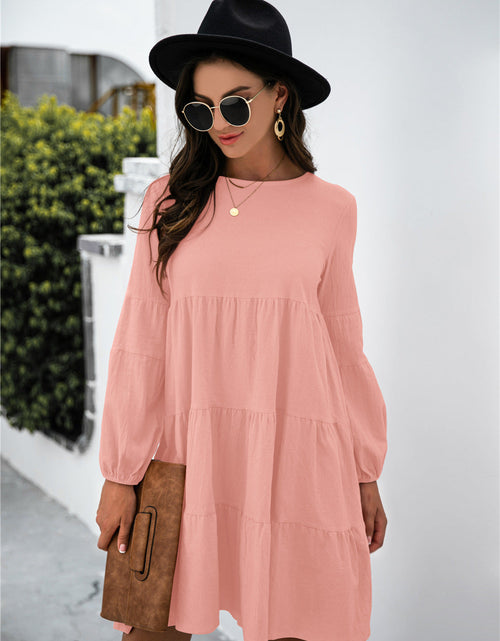 Load image into Gallery viewer, Balloon Sleeve Keyhole Tiered Dress
