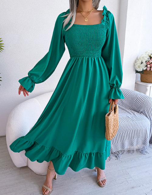 Load image into Gallery viewer, Smocked Square Neck Flounce Sleeve Dress
