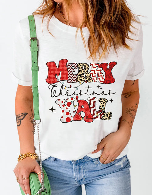 Load image into Gallery viewer, Letter Graphic Round Neck Short Sleeve T-Shirt
