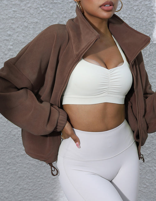 Load image into Gallery viewer, Drawstring Turtleneck Zip Up Long Sleeve Jacket
