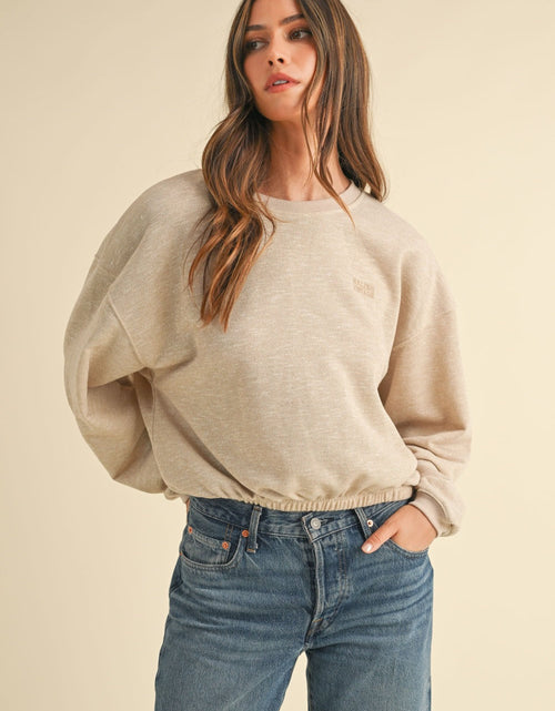 Load image into Gallery viewer, Mable Round Neck Letter Embroidery Crop Sweatshirt
