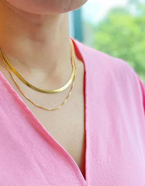 Load image into Gallery viewer, Layered Herringbone Chain Necklace by Ellisonyoung.com
