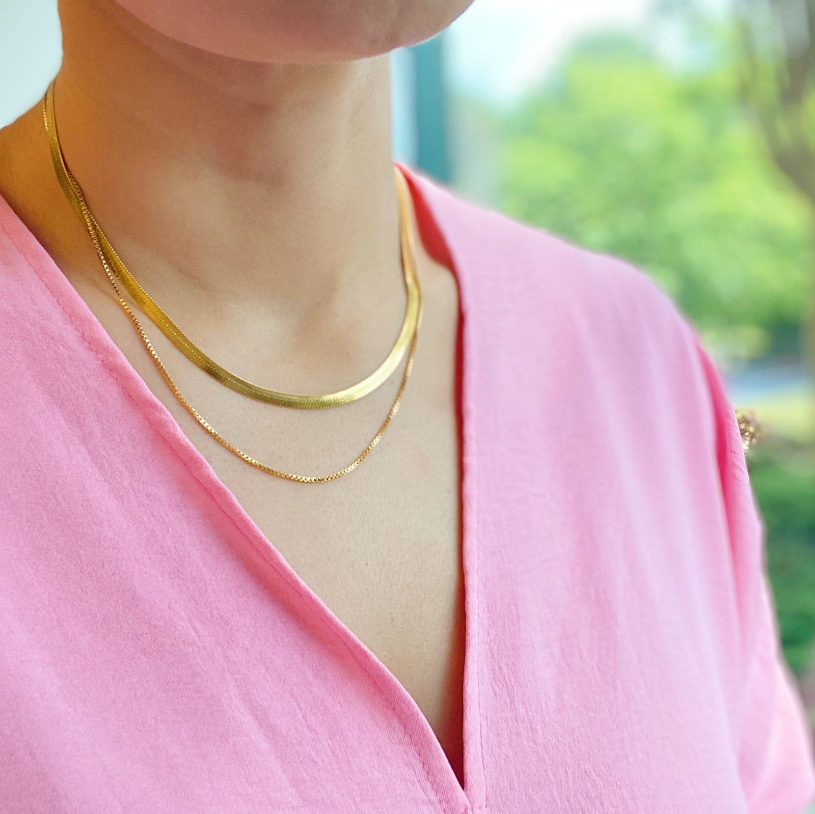 Layered Herringbone Chain Necklace by Ellisonyoung.com
