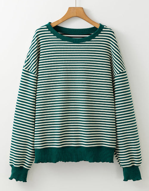 Load image into Gallery viewer, Striped Round Neck Long Sleeve Sweatshirt
