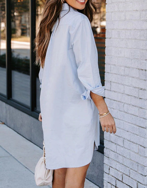 Load image into Gallery viewer, Lovelet Button Up Collared Neck Long Sleeve Shirt Dress
